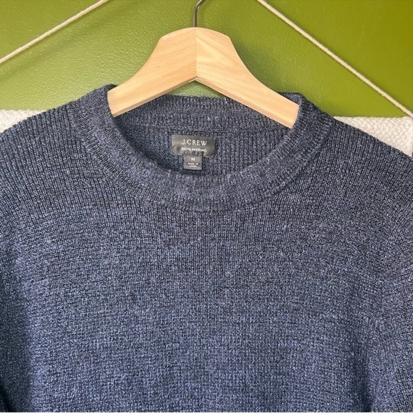 J. Crew Navy Merino Wool Crewneck Pullover Sweatshirt Medium - Picture 3 of 4